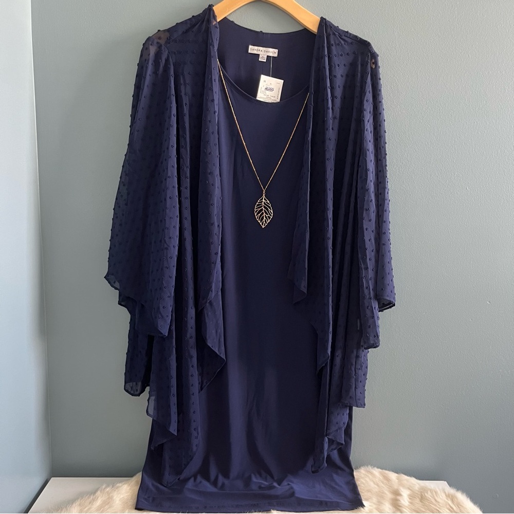 Sandra Darren Long Sleeve Sheer Jacket Dress